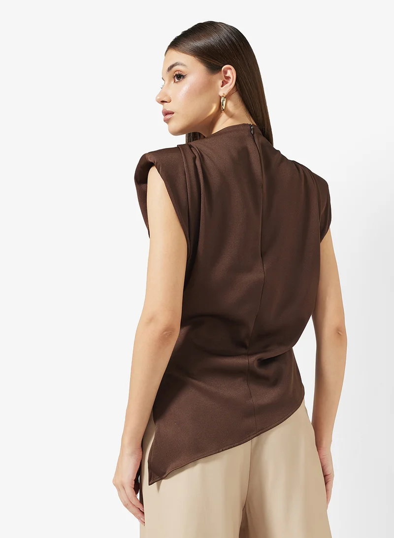 ELLA Ruched Top With Asymmetrical Hem