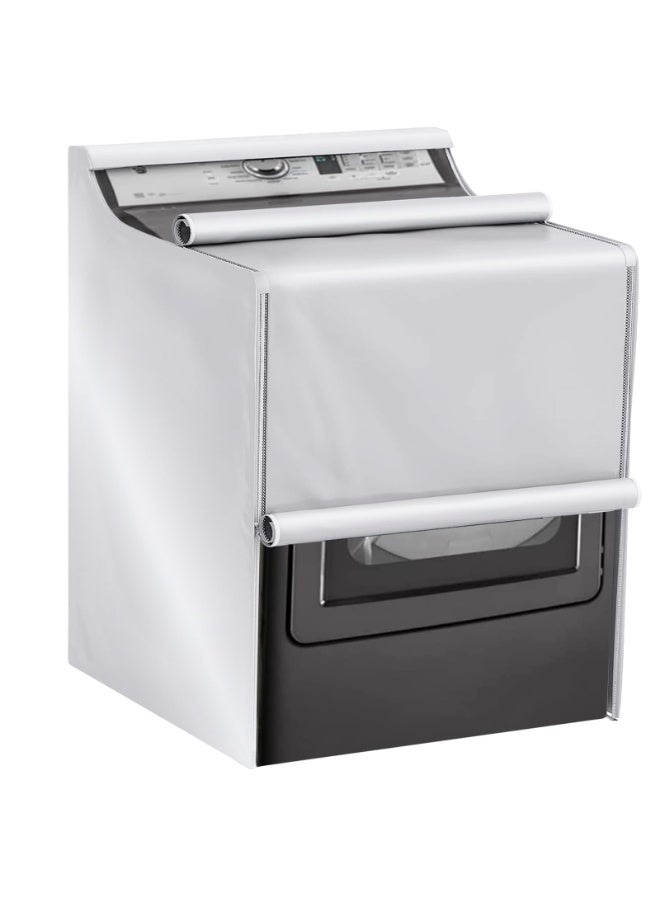 YelaJoy Washing Machine Cover for Top Front Load, Outdoor Waterproof Washer Dryer Cover Dustproof Sun Wind Resistant Zipper 420D Oxford Cloth Washer Dryer Protector - 75*73*110cm, Silver - Image 1