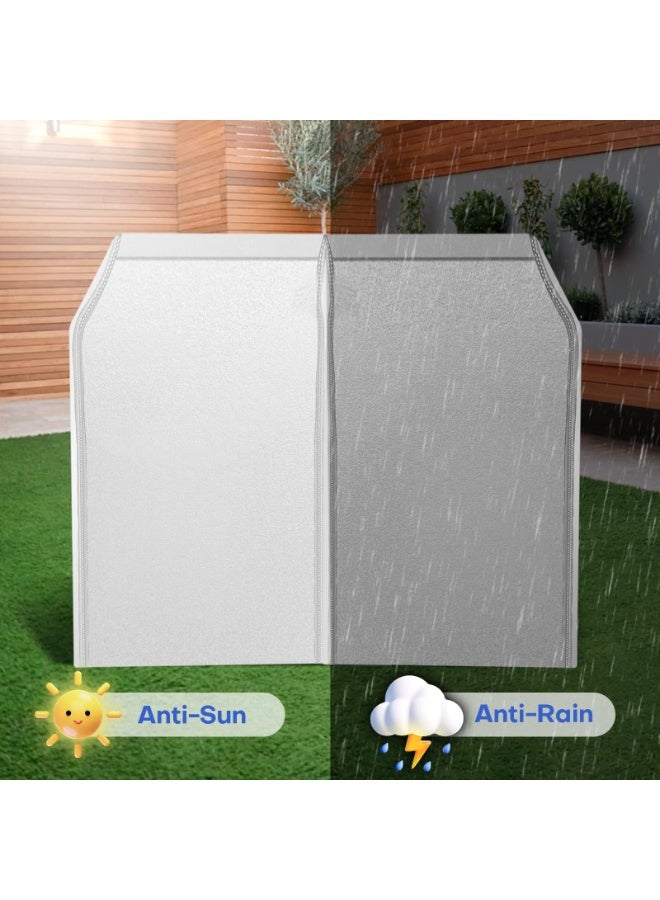 YelaJoy Washing Machine Cover for Top Front Load, Outdoor Waterproof Washer Dryer Cover Dustproof Sun Wind Resistant Zipper 420D Oxford Cloth Washer Dryer Protector - 75*73*110cm, Silver - Image 3