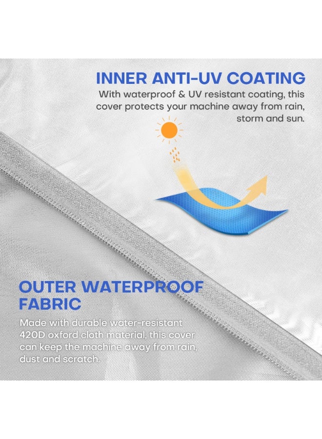 YelaJoy Washing Machine Cover for Top Front Load, Outdoor Waterproof Washer Dryer Cover Dustproof Sun Wind Resistant Zipper 420D Oxford Cloth Washer Dryer Protector - 75*73*110cm, Silver - Image 4