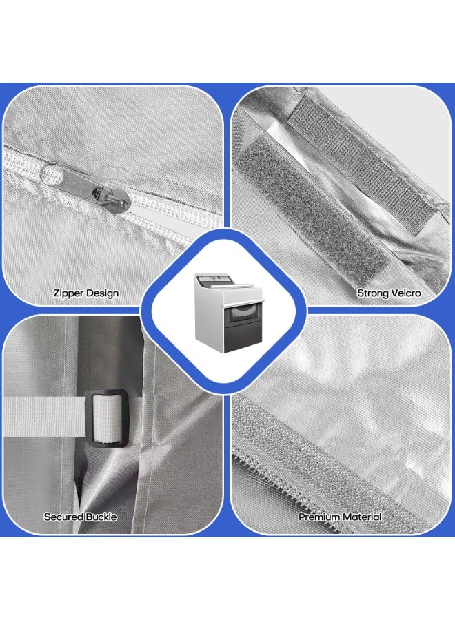 YelaJoy Washing Machine Cover for Top Front Load, Outdoor Waterproof Washer Dryer Cover Dustproof Sun Wind Resistant Zipper 420D Oxford Cloth Washer Dryer Protector - 75*73*110cm, Silver - Image 2