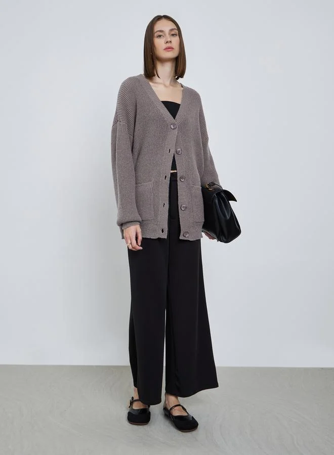 ستايلي كارديجان محبوك شانكي بقصة واسعة