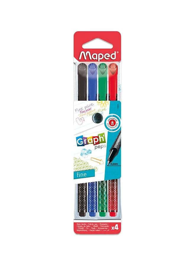Maped Fineliner Graph Pips Felt Tip Pens 4 Pieces - Image 1