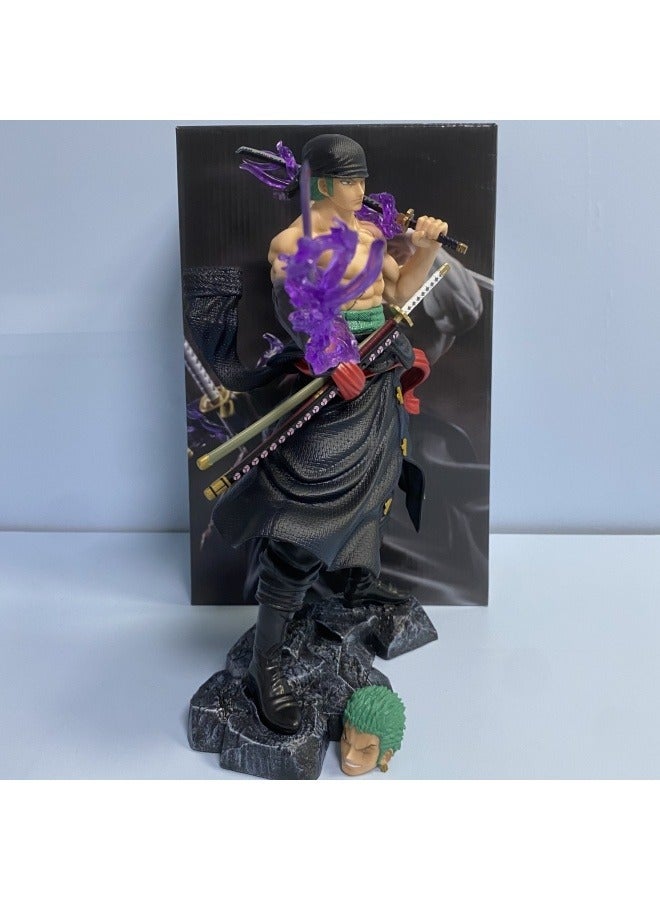 General One Piece carrying a knife Sauron double-headed sculpture replaceable statue Rollo Noah Zorro model decoration hand-made 33cm  - Image 2