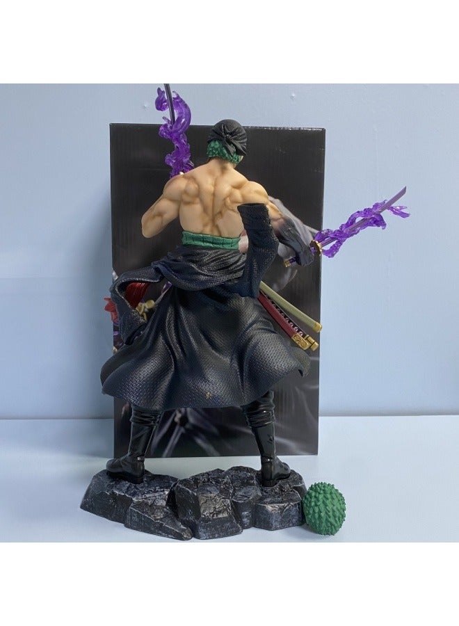 General One Piece carrying a knife Sauron double-headed sculpture replaceable statue Rollo Noah Zorro model decoration hand-made 33cm  - Image 4