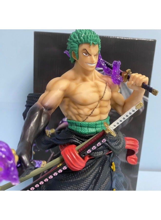 General One Piece carrying a knife Sauron double-headed sculpture replaceable statue Rollo Noah Zorro model decoration hand-made 33cm  - Image 5