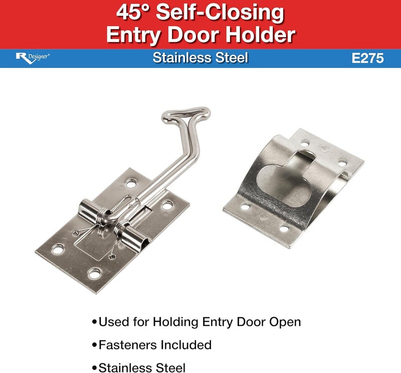 RV Designer E275 Stainless Steel T-Style Entry Door Holder - Image 2