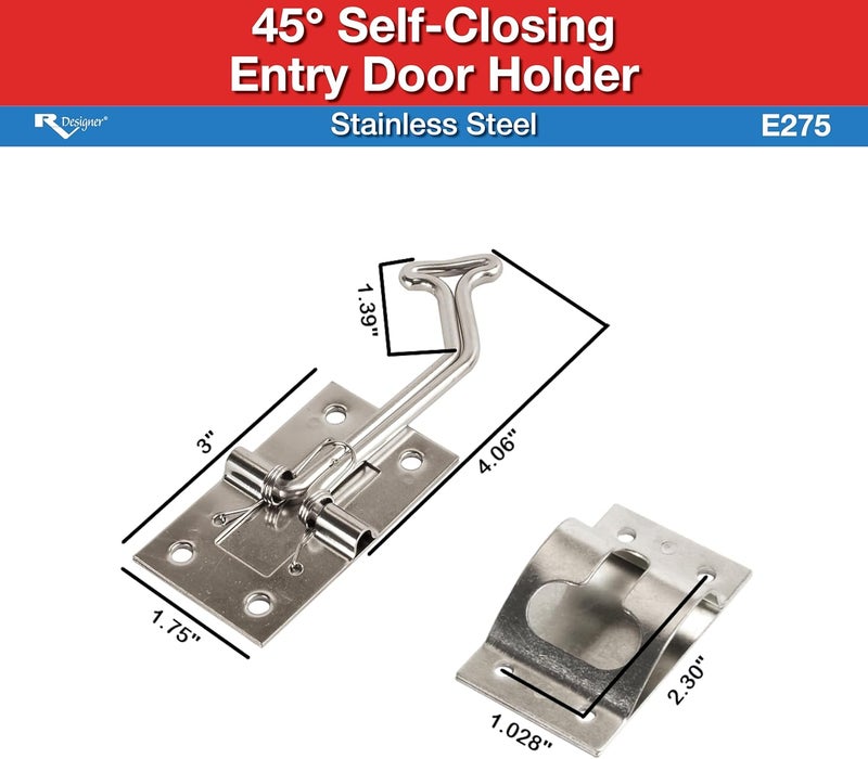 RV Designer E275 Stainless Steel T-Style Entry Door Holder - Image 3
