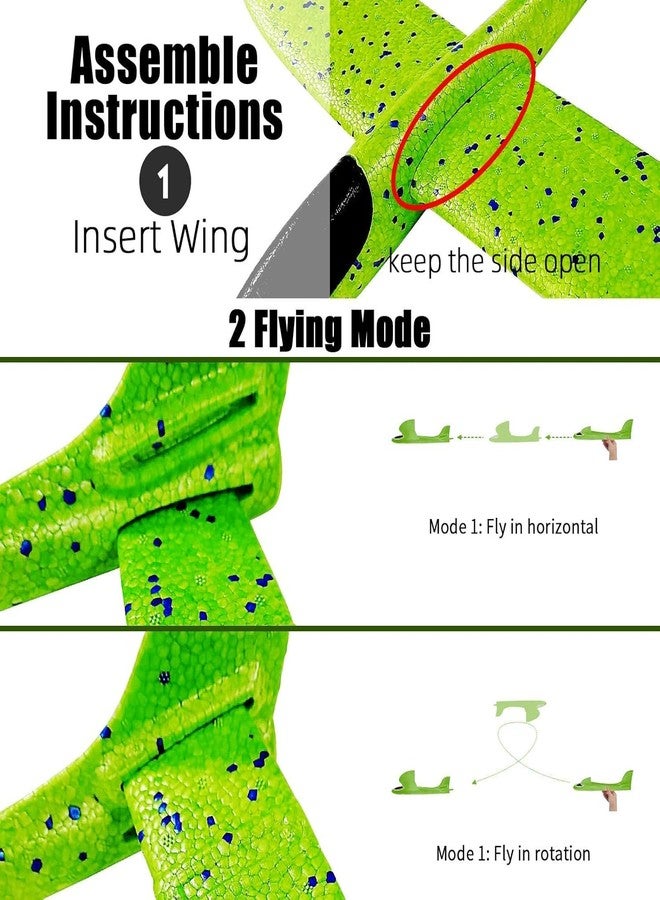 Vyndicca 2 Pack Airplane Toys,17.5" Large Throwing Foam Plane,Foam Airplanes For Kids,2 Flight Mode Glider Plane,Outdoor Sport Toys Birthday Party Favors Foam Airplane,Gifts For 3 4 5 6 7 Year Old Boy - Image 2