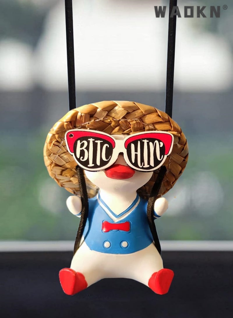 دبليو أيه أو كي أن جميل بطة هزاز سيارة مرآة الرؤية الخلفية الديكور ، جميل بطة سيارة الديكور ، الديكور الداخلي والاكسسوارات ، جو احتفالي الديكور - Image 1