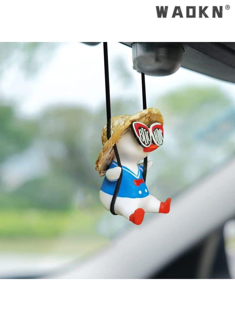 دبليو أيه أو كي أن جميل بطة هزاز سيارة مرآة الرؤية الخلفية الديكور ، جميل بطة سيارة الديكور ، الديكور الداخلي والاكسسوارات ، جو احتفالي الديكور - Image 2