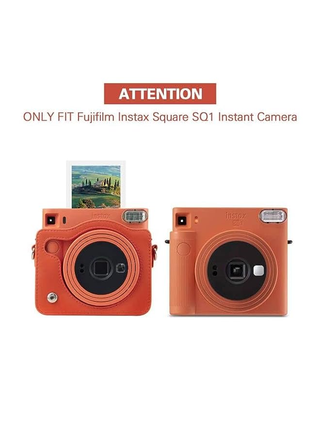 Zaboon SQ1 Case - Protective Case for  Instax Square SQ1 Instant Camera - PU Leather Cover with Adjustable Shoulder Strap - Orange - Image 1