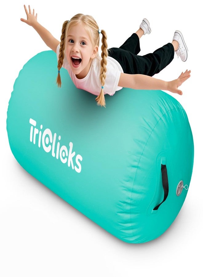 Triclicks Inflatable Air Roller Gymnastics Barrel Mat Tumbling Barrel Equipment for backhandspring Training Home Use & Gym (80x50cm, Green) - Image 1