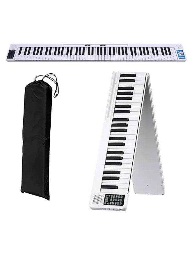 XiuWoo 88 Full Size Portable Keyboard Piano Semi-Weighted Folding Digital Piano Built-in Dual Speakers, Bluetooth, MIDI, Sustain Pedal, Carrying Bag, Rechargeable Piano for Beginners(White) - Image 1