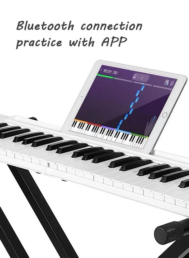 XiuWoo 88 Full Size Portable Keyboard Piano Semi-Weighted Folding Digital Piano Built-in Dual Speakers, Bluetooth, MIDI, Sustain Pedal, Carrying Bag, Rechargeable Piano for Beginners(White) - Image 3