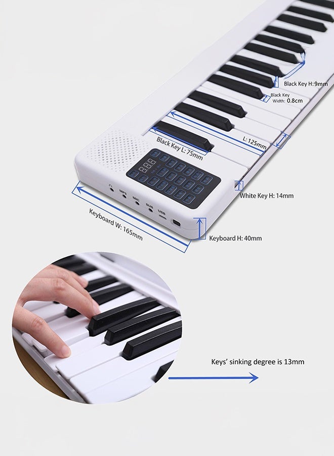 XiuWoo 88 Full Size Portable Keyboard Piano Semi-Weighted Folding Digital Piano Built-in Dual Speakers, Bluetooth, MIDI, Sustain Pedal, Carrying Bag, Rechargeable Piano for Beginners(White) - Image 4