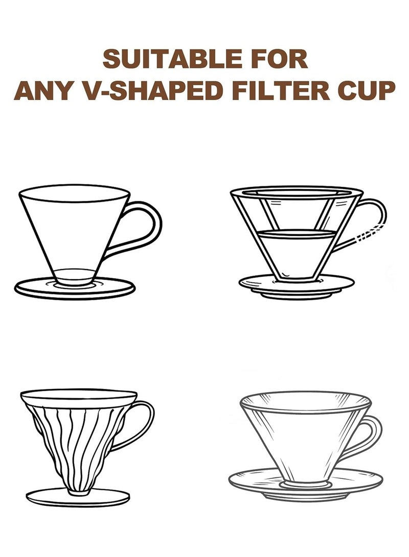 Coffee filter v60 - 100 Pieces Natural Unbleached Paper for 2-4 Cups with Advanced Cone Design - Image 3