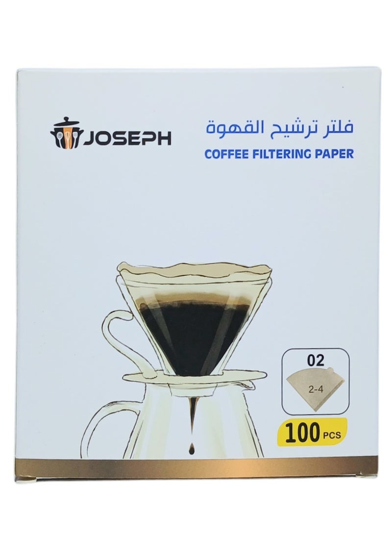 ماركة غير محددة - 100 قطعة فلاتر قهوة V60 - ورق طبيعي غير مبيض لتقطير 2-4 أكواب بتصميم مخروطي مطور - Image 1