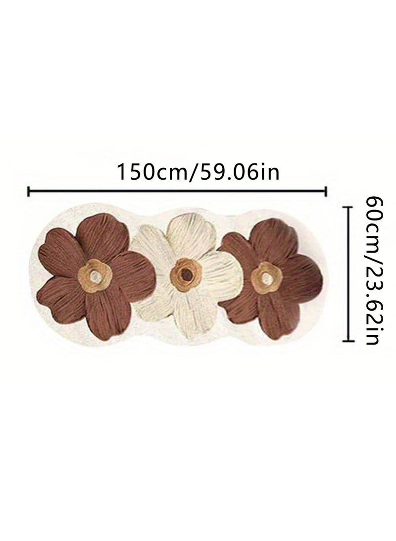 لوبيتيز سجاد فراش الزهور على شكل غير منتظم ، يستخدم للسجاد المضادة للانزلاق في الغرف وغرف المعيشة ، والسجاد الديكور الداخلي ، (بني ، 150 * 60 سم) - Image 4