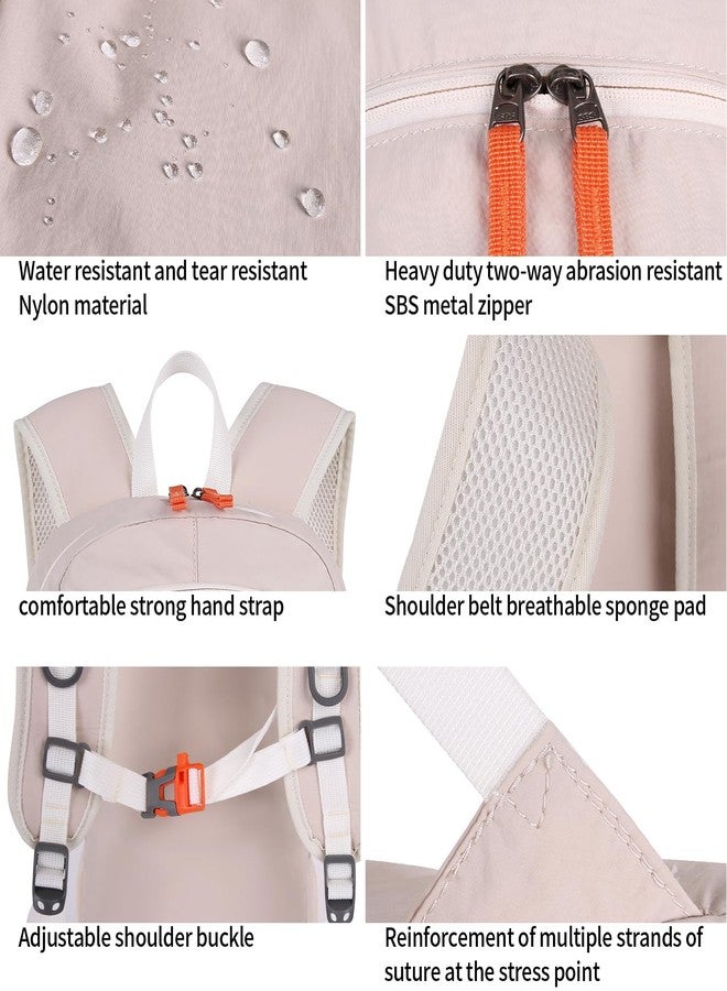 FENGDONG 35L Lightweight Foldable Waterproof Packable Travel Small Hiking Backpack Daypack for men women Beige Orange - Image 4