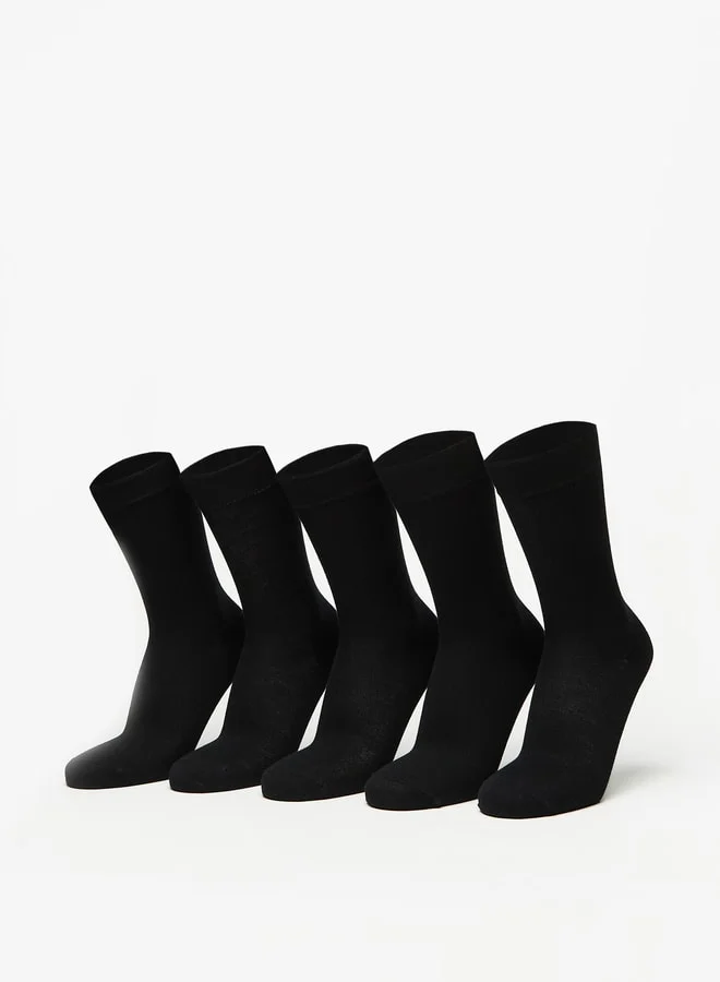 Men's Solid Crew Length Socks - Set of 5
