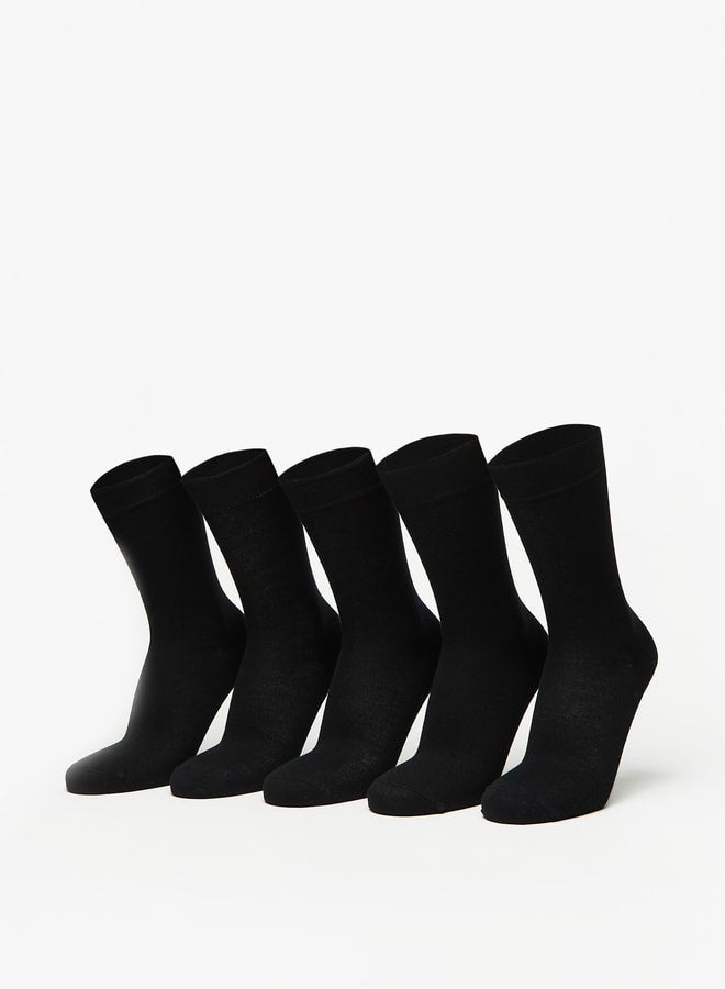 DUCHINI Men's Solid Crew Length Socks - Set of 5 - Image 1