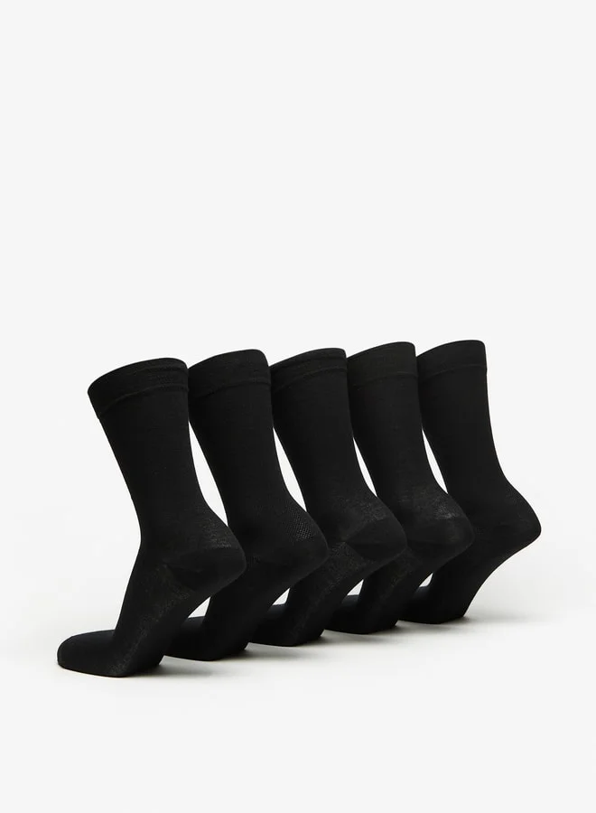 DUCHINI BLACK Men's Solid Crew Length Socks - Set of 5 for Men | Best Price UAE