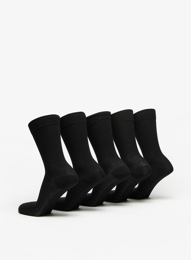 DUCHINI Men's Solid Crew Length Socks - Set of 5 - Image 3