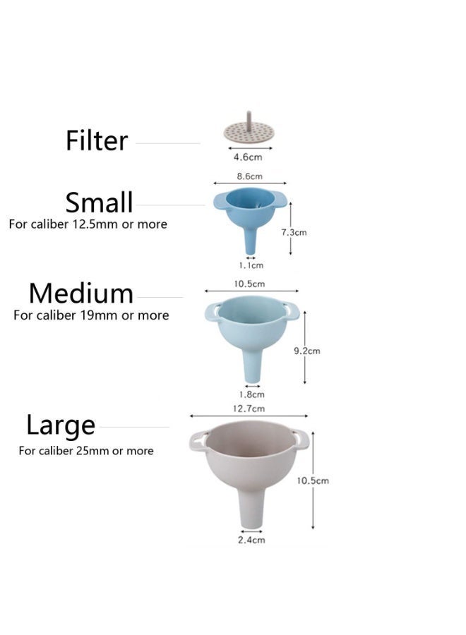 SFENG 3‑Pack Nested Kitchen Funnel Set, Food‑Grade Plastic Funnels with Removable Filter Strainer & Handles for Liquid Oil Powder Dry Ingredients Transfer - Image 4