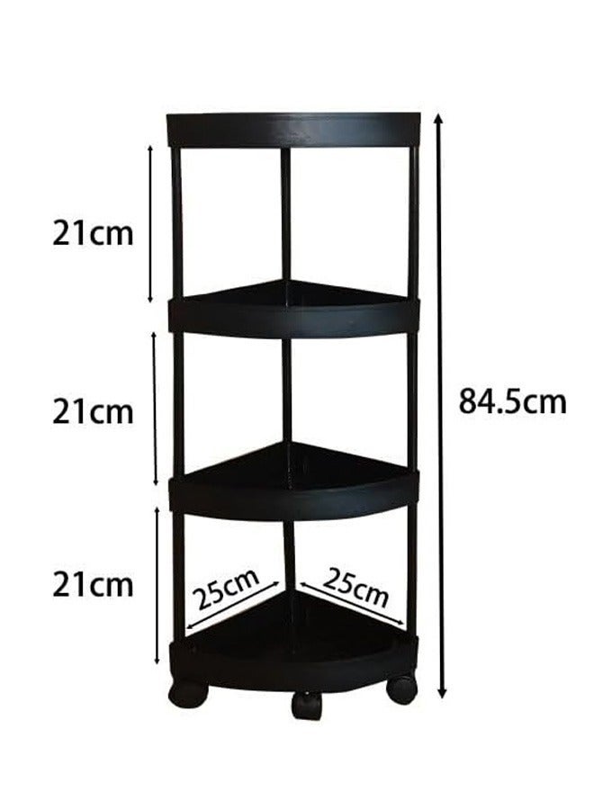 Aikenn Home Triangle Rack Storage Cart Four-Layer Shelf Triangle Corner Rack Removable Shelf Plastic Shelf Kitchen Storage Rack Snack Storage Rack For Kitchen Bedroom Living Room (White)  - Image 2