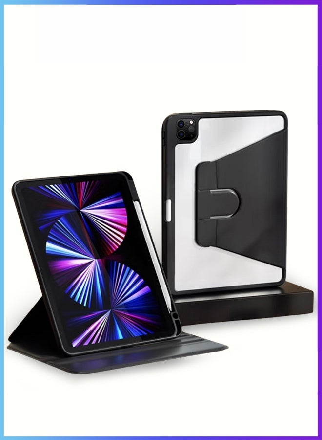 جراب لجهاز iPad Air 11 بوصة M3 2025/M2 2024 و iPad Air 5 10.9 بوصة 2022/Air 4 10.9 بوصة 2020، جراب Genipad بظهر شفاف مع فتحة للقلم، مقاوم للصدمات، حامل دوار 360 درجة، حامل شفاف رفيع، خاصية التشغيل/الإيقاف التلقائي، غطاء لجهاز Air 5/Air 4 10.9 بوصة 2022/2020، وجهاز Air 6/Air 7 11 بوصة 2025/2024 - Image 1