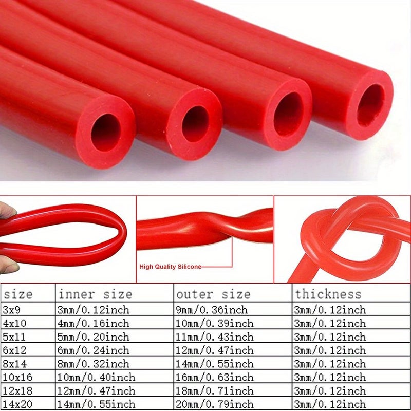 1 Meter Flexible Non Toxic Red Hose 8mm Inner Diameter 14mm Outer Diameter - Image 2