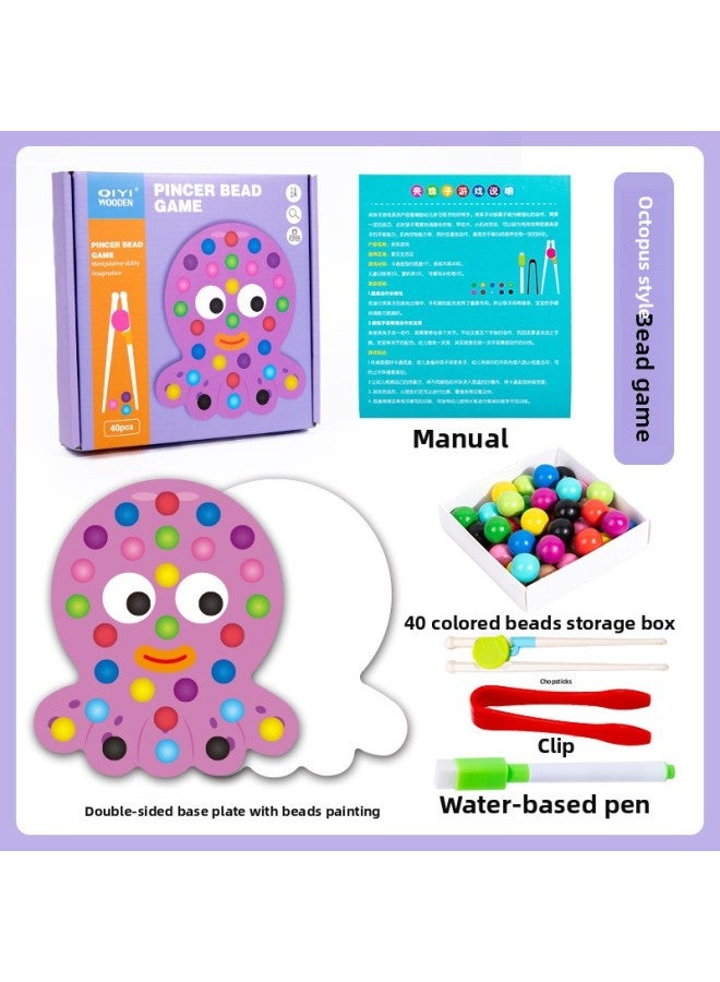 Early Childhood Education Educational Clip Beads Toy Hand Fine Action Training Exercise Baby Finger Flexible Concentration-Color:Octopus Clip Bead Game  - Image 1