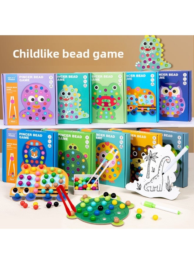 Early Childhood Education Educational Clip Beads Toy Hand Fine Action Training Exercise Baby Finger Flexible Concentration-Color:Octopus Clip Bead Game  - Image 2