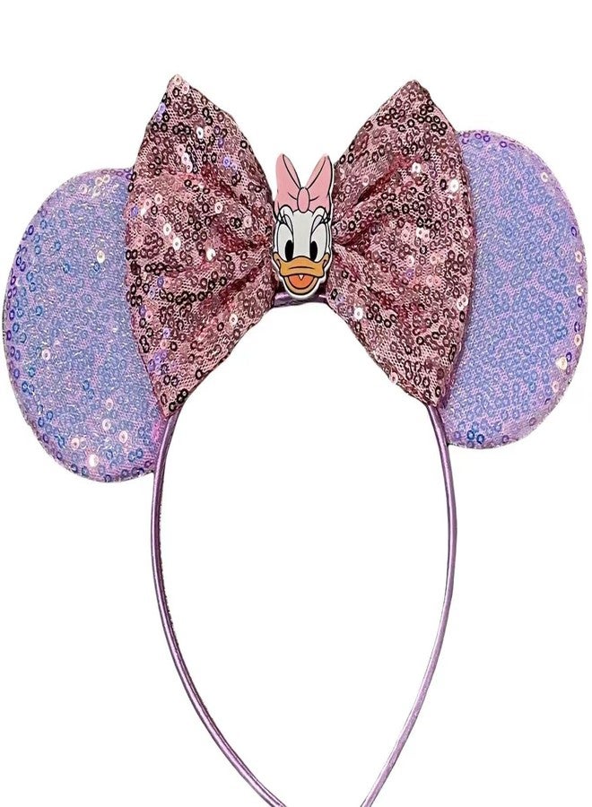CLGIFT Princess Minnie Ears,Pick your color, Flower Minnie Ears, Floral minnie ears, Purple Sparkle Mouse Ears (Daisy Duck)