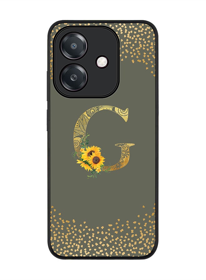 Stylizedd For Oppo A5i Case,Slim fit Camera Protection, Shockproof Thin Phone cover  - Custom Floral Monogram - G  (Olive Green )
