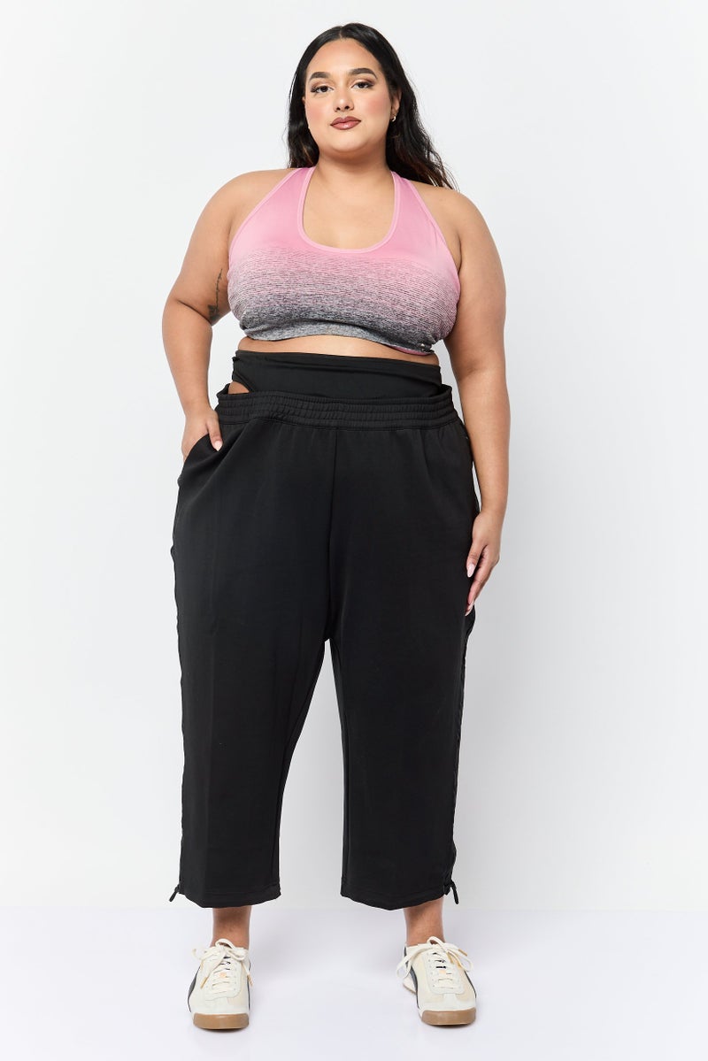 adidas Originals Women Plus Size 7/8 Outdoor Wide Leg Track Pants, Black  - Image 2