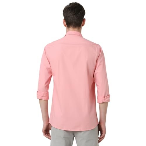 Peter England Men's Classic Slim Fit Full Sleeve Oxford Shirt | 100% Cotton, Pink, 46 - Image 3