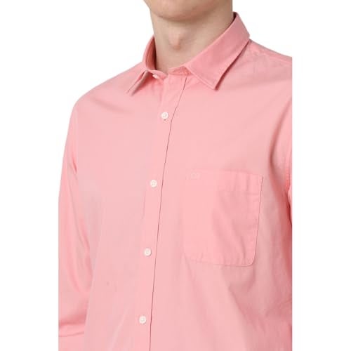 Peter England Men's Classic Slim Fit Full Sleeve Oxford Shirt | 100% Cotton, Pink, 46 - Image 4