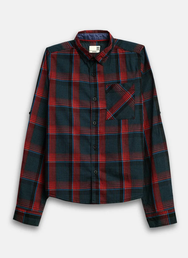 بونكيدز BONKIDS Boys Tartan Checks Opaque Checked Casual Shirt