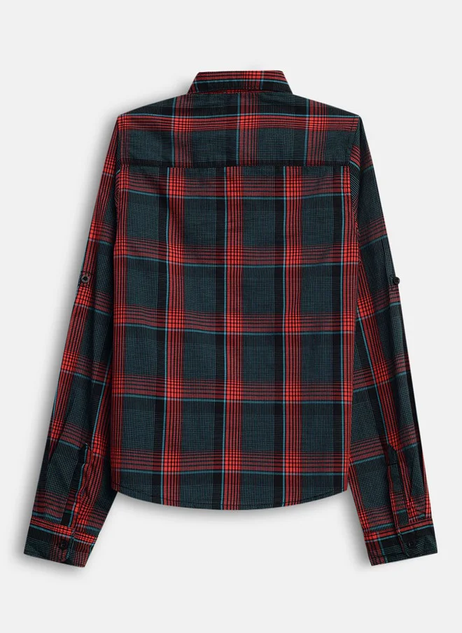 بونكيدز BONKIDS Boys Tartan Checks Opaque Checked Casual Shirt