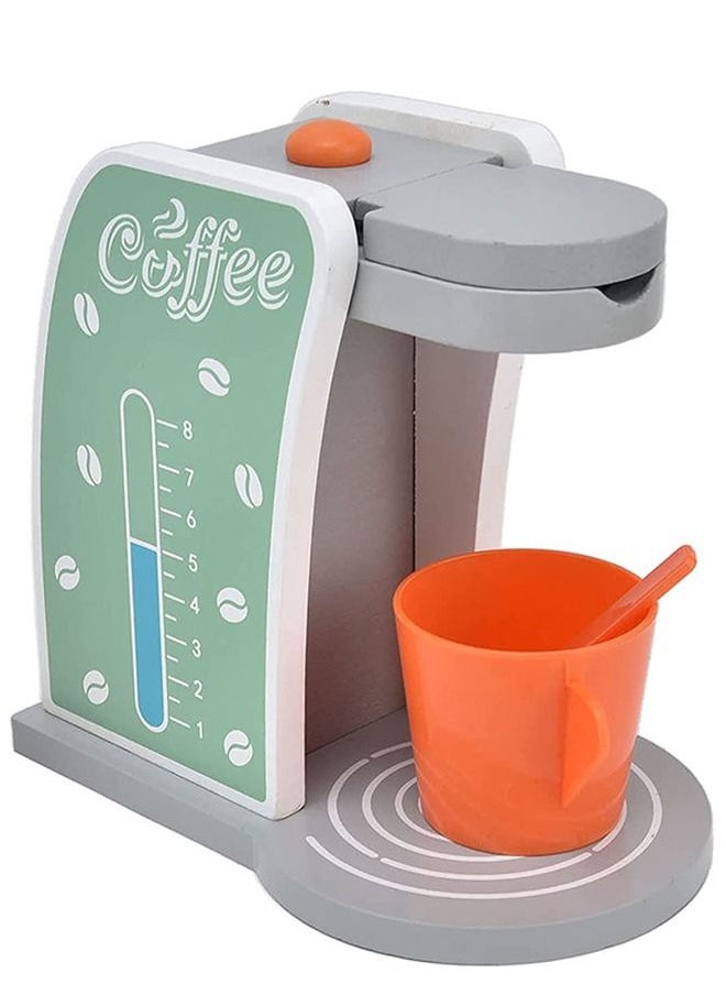 BAYBEE - Wooden Coffee Maker Toys for Kids Espresso Machine Playset Pretend Play Toy Set for toddlers Play Kitchen Accessories Role Play Cooking Set Toys for Kids 3+Years Girls Boys - Image 1