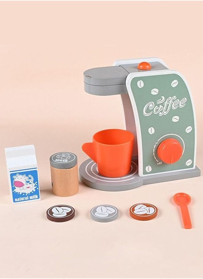 BAYBEE - Wooden Coffee Maker Toys for Kids Espresso Machine Playset Pretend Play Toy Set for toddlers Play Kitchen Accessories Role Play Cooking Set Toys for Kids 3+Years Girls Boys - Image 1
