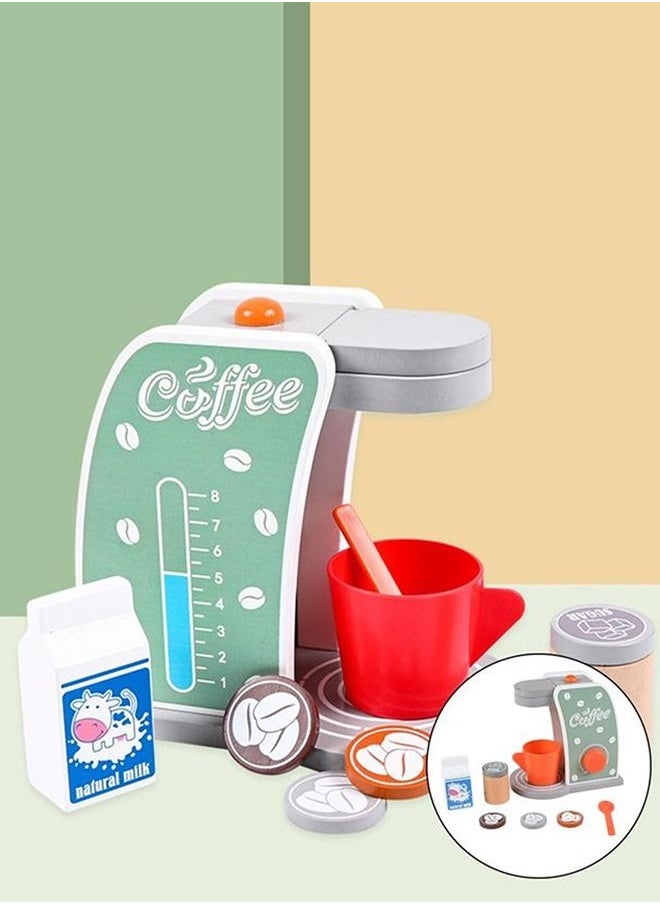 BAYBEE - Wooden Coffee Maker Toys for Kids Espresso Machine Playset Pretend Play Toy Set for toddlers Play Kitchen Accessories Role Play Cooking Set Toys for Kids 3+Years Girls Boys - Image 1