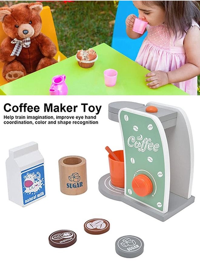BAYBEE - Wooden Coffee Maker Toys for Kids Espresso Machine Playset Pretend Play Toy Set for toddlers Play Kitchen Accessories Role Play Cooking Set Toys for Kids 3+Years Girls Boys - Image 1