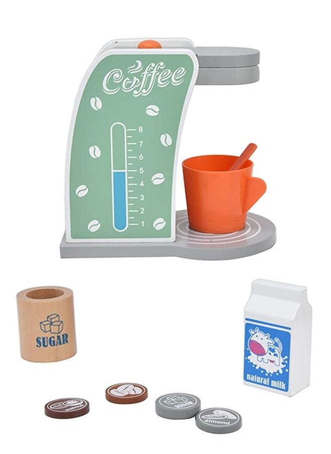 BAYBEE - Wooden Coffee Maker Toys for Kids Espresso Machine Playset Pretend Play Toy Set for toddlers Play Kitchen Accessories Role Play Cooking Set Toys for Kids 3+Years Girls Boys - Image 1