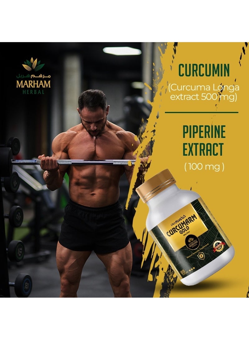 MARHAM HERBAL Curcumarm Gold: 500mg Curcumin + 100mg Piperine Tablets – Best Natural Immunity Booster in UAE – Strong Immune System Support, Turmeric Extract Antioxidant & Anti-Inflammatory Supplement – 60 Tablets - Image 3