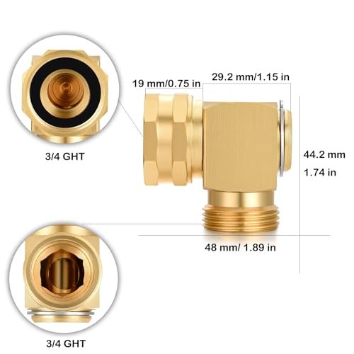 YELUN Garden Hose Swivel elbow Connector 90 Degree Solid Brass Pipe Fittings Hose Kink Protector (2 Pack) - Image 2