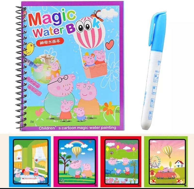 Generic Peppa pig magic water coloring book for kids - multi color