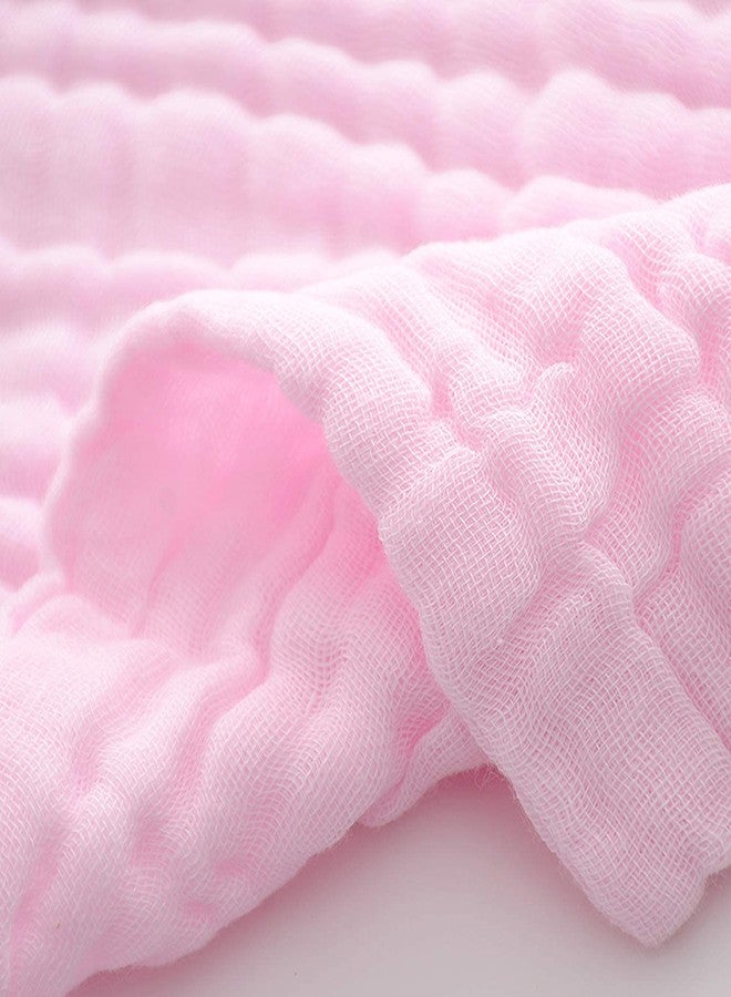SEMITO Reusable Muslin Face Towels for Babies | Soft Cotton Washcloths & Napkins for Infants & Toddlers | Six Layer Muslin Cloth Extra Soft Hankies (2, Pink) - Image 1